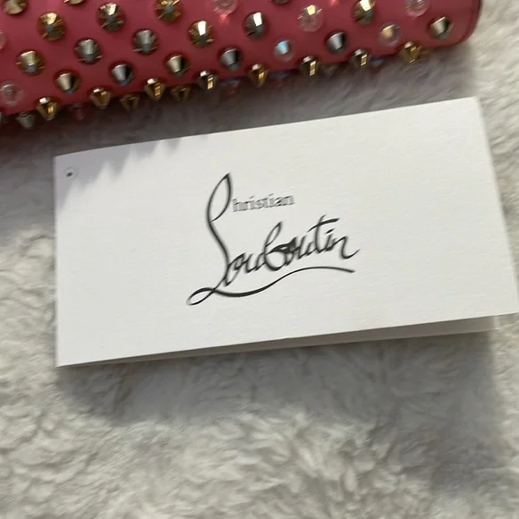 Christian Louboutin Pink Panettone Calfskin Leather Zip Around Wallet w/Studs